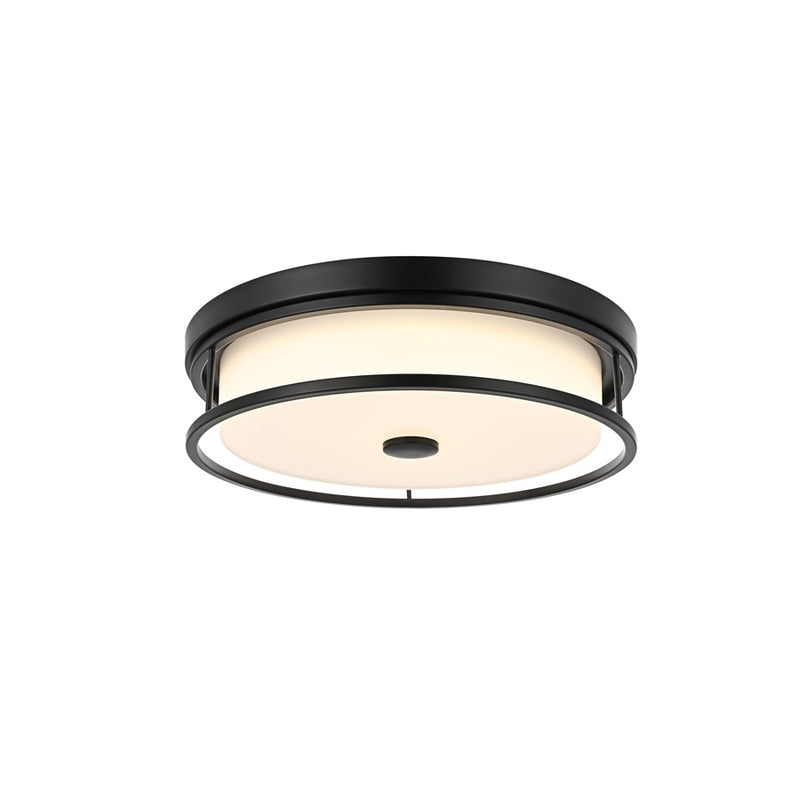 Living District Kolson Light 16" Flush Mount, Black/White
