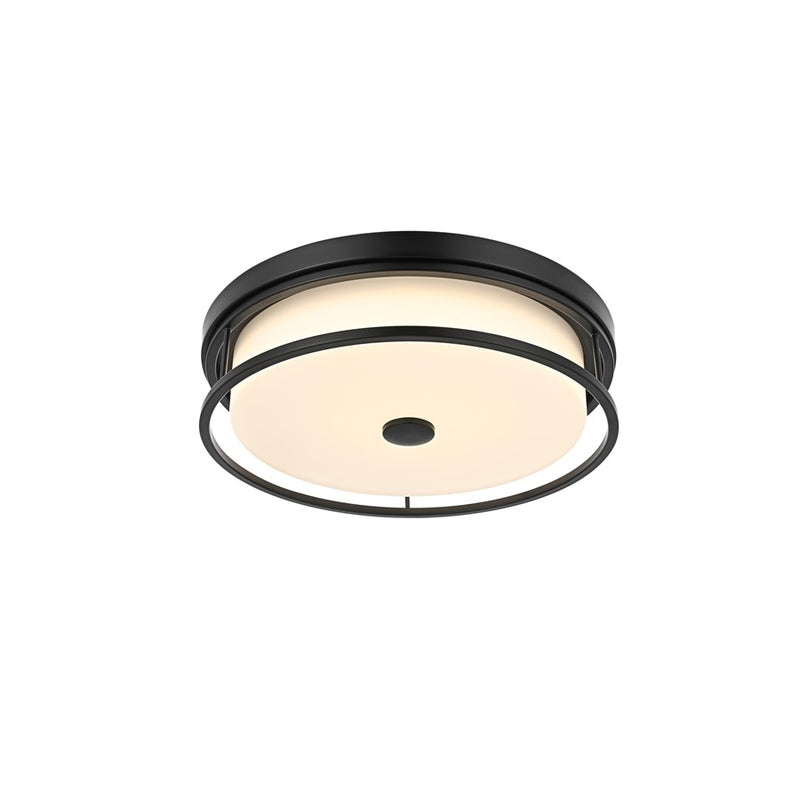 Living District Kolson Light 16" Flush Mount, Black/White