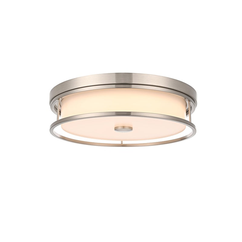 Living District Kolson Light 16" Flush Mount, Polished Nickel/White