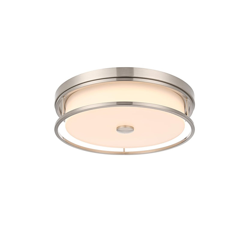 Living District Kolson Light 16" Flush Mount, Polished Nickel/White
