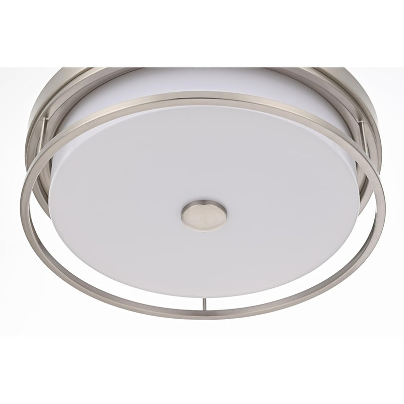 Living District Kolson Light 16" Flush Mount, Polished Nickel/White