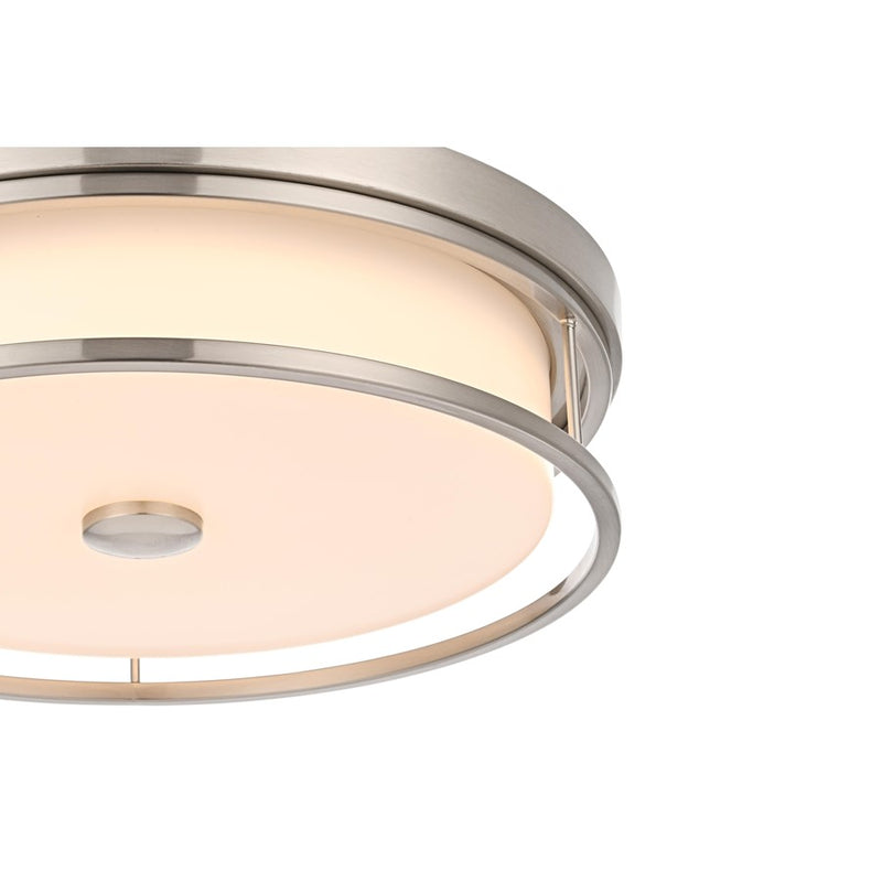 Living District Kolson Light 16" Flush Mount, Polished Nickel/White