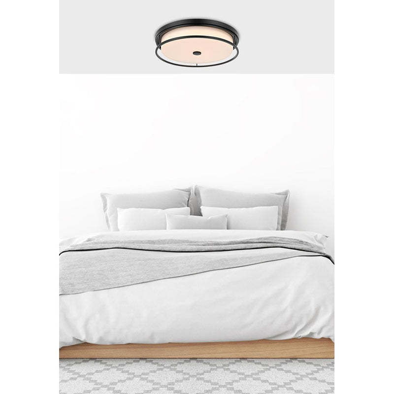 Living District Kolson Light 20" Flush Mount, Black/White