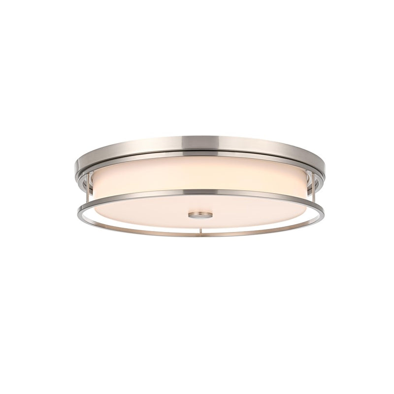 Living District Kolson Light 20" Flush Mount, Polished Nickel/White