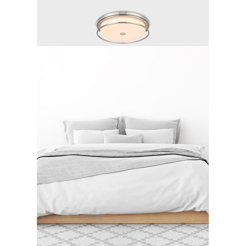 Living District Kolson Light 20" Flush Mount, Polished Nickel/White