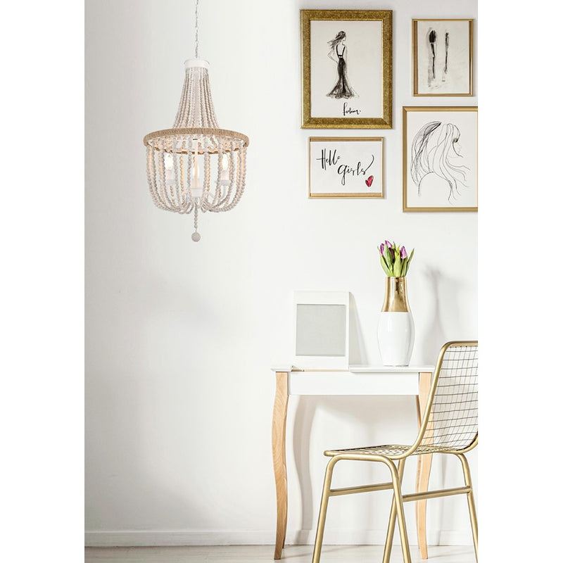 Living District Jolie 3 Light 16" Pendant, Antique White