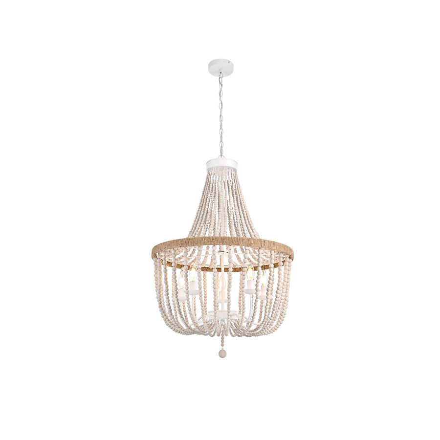 Living District Jolie 5 Light 24" Pendant, Antique white - LD306D24WH