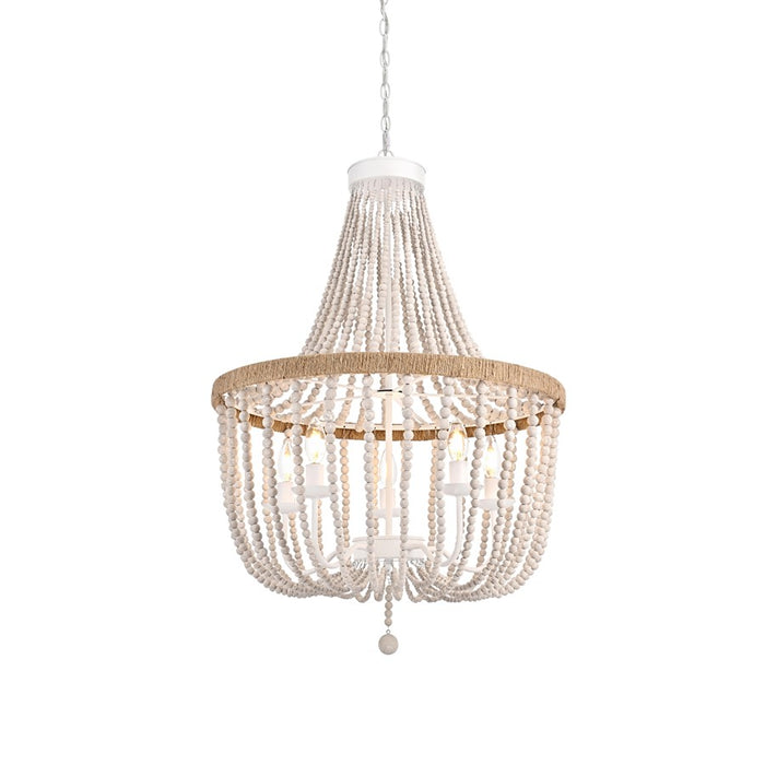 Living District Jolie 5 Light 24" Pendant, Antique White