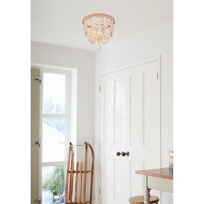 Living District Jolie 3 Light 12" Flush Mount, Antique White