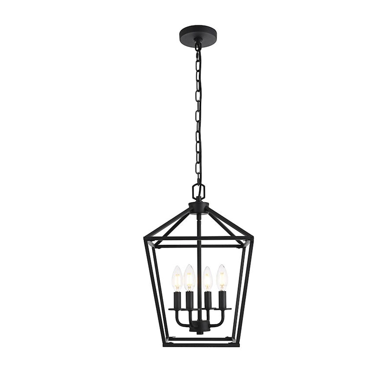 Living District Gage 4 Light 12" Lantern Pendant, Black