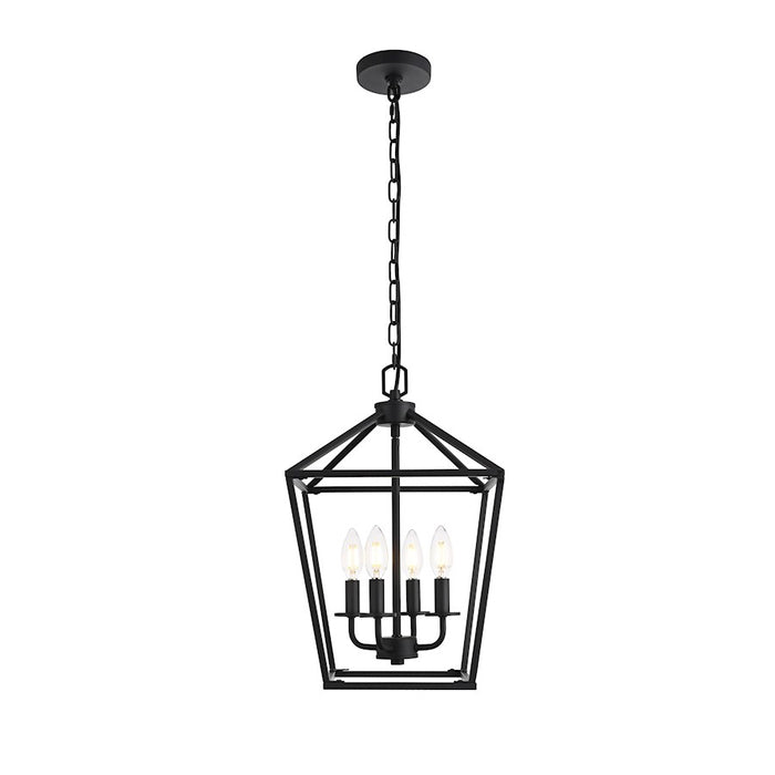 Living District Gage 4 Light 12" Lantern Pendant, Black - LD511H20BK