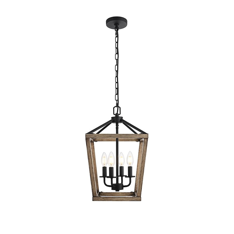 Living District Gage 4 Light 12" Latern Pendant, Brown/Black