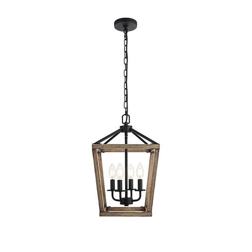 Living District Gage 4 Light 12" Latern Pendant, Brown/Black - LD511H20BW