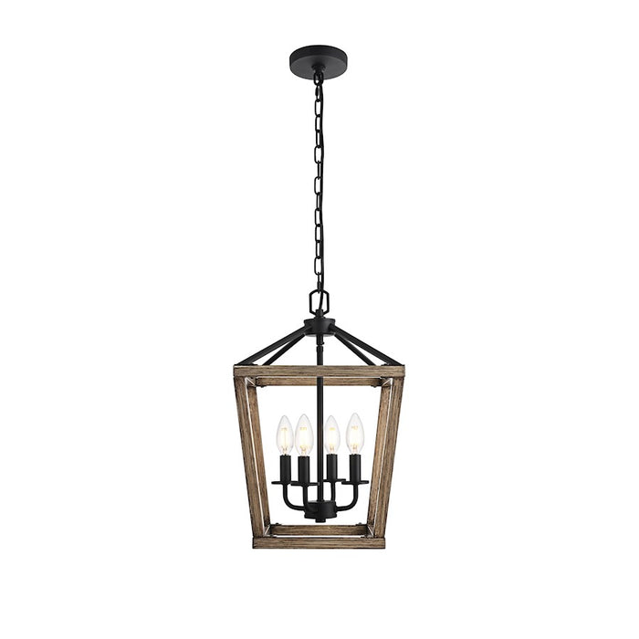Living District Gage 4 Light 12" Latern Pendant, Brown/Black - LD511H20BW