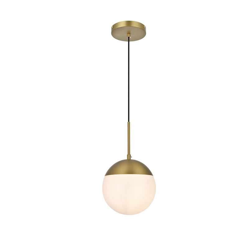 Living District Eclipse 1 Light 8" Pendant, Satin Gold/Frosted White