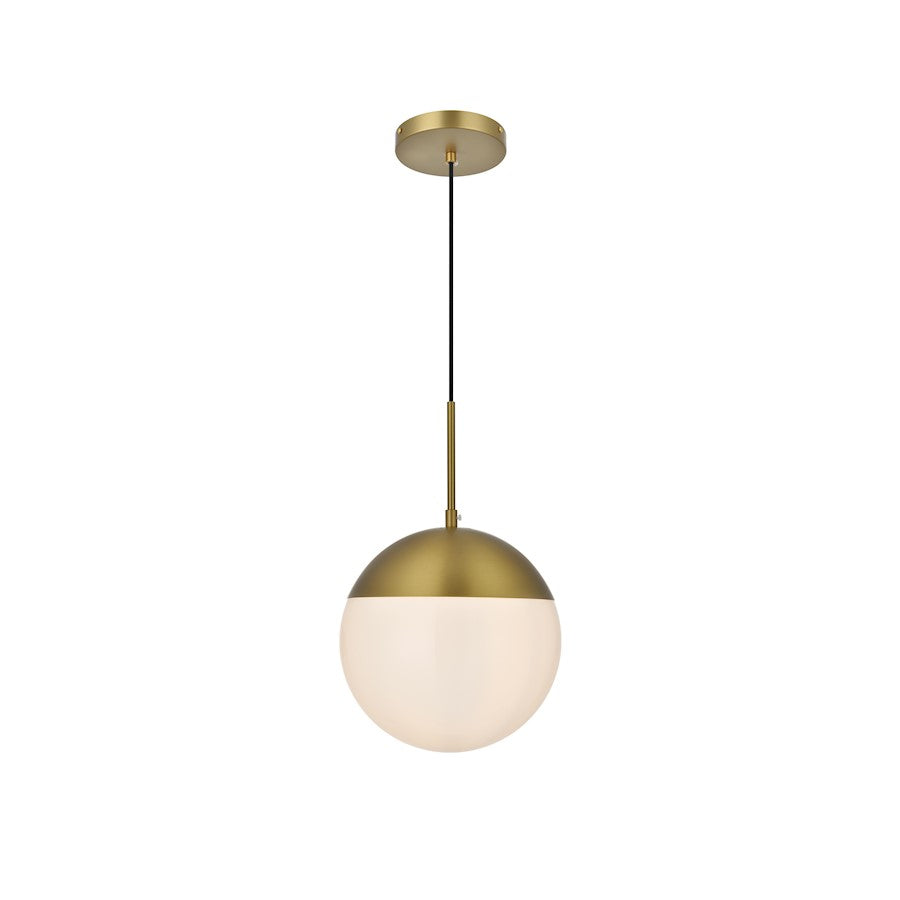 Living District Eclipse 1 Light 10" Pendant, Satin Gold/Frosted White