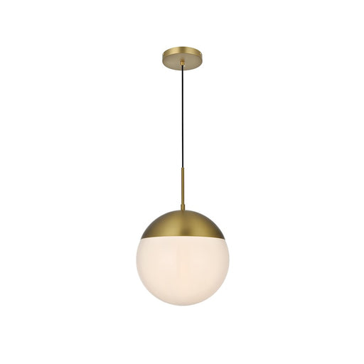Living District Eclipse 1 Light 12" Pendant, Satin Gold/Frosted White - LD6038SG