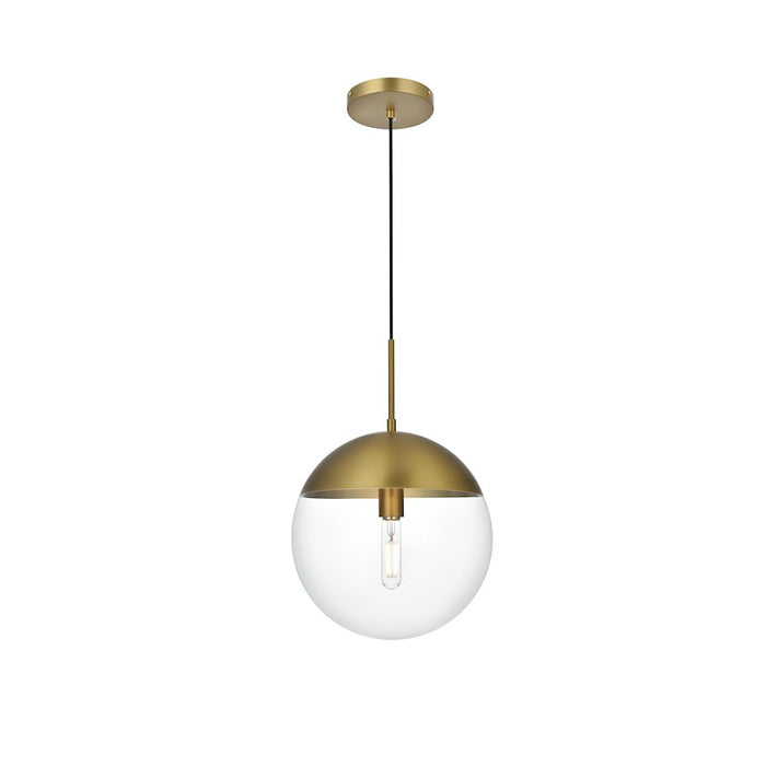 Living District Eclipse 1 Light 12" Pendant, Chrome/Clear