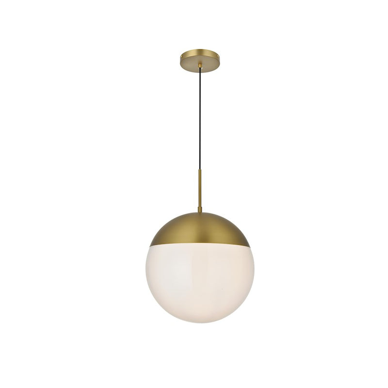 Living District Eclipse 1 Light 14" Pendant, Satin Gold/Frosted White