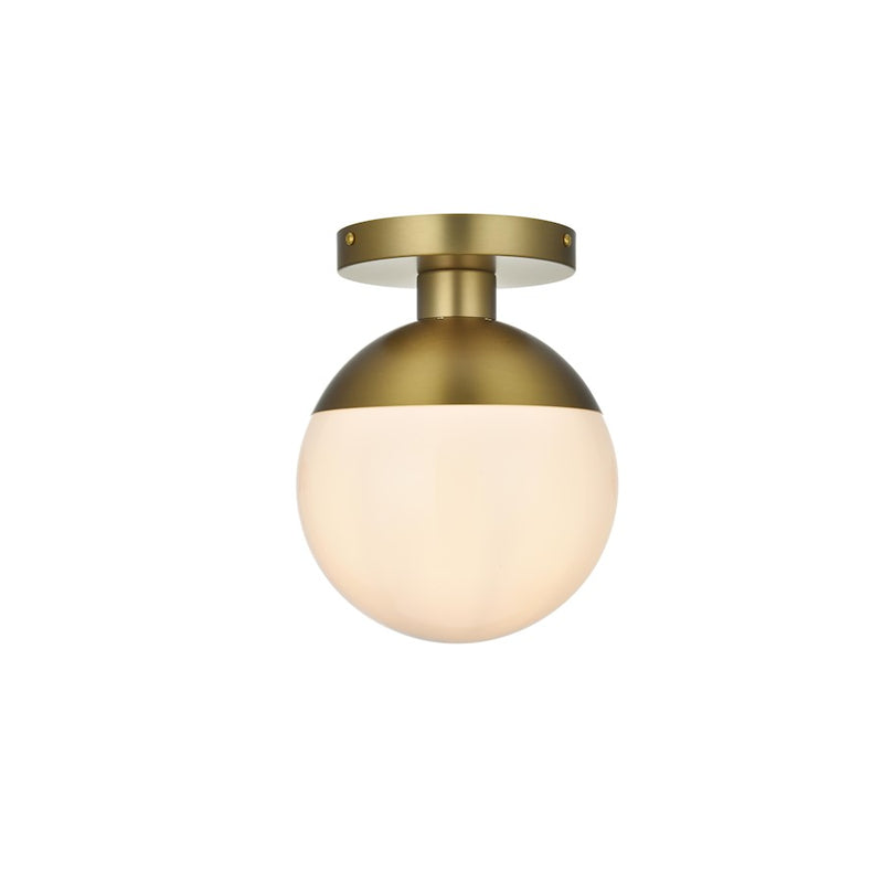 Living District Eclipse 1Lt 8" Flush Mount, Gold/Frosted White
