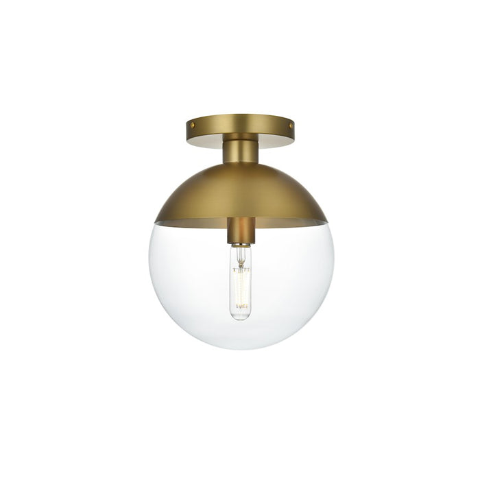 Living District Eclipse 1 Light 10" Flush Mount, Chrome/Clear
