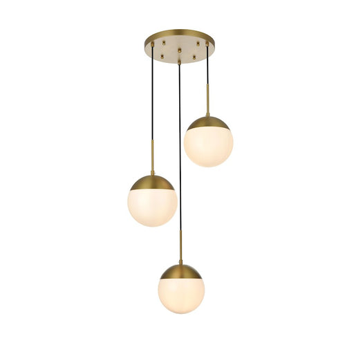 Living District Eclipse 3 Light 18" Pendant, Satin Gold/Frosted White - LD6068SG