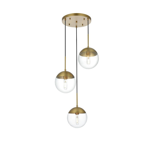 Living District Eclipse 3 Light 18" Pendant, Chrome/Clear - LD6069SG