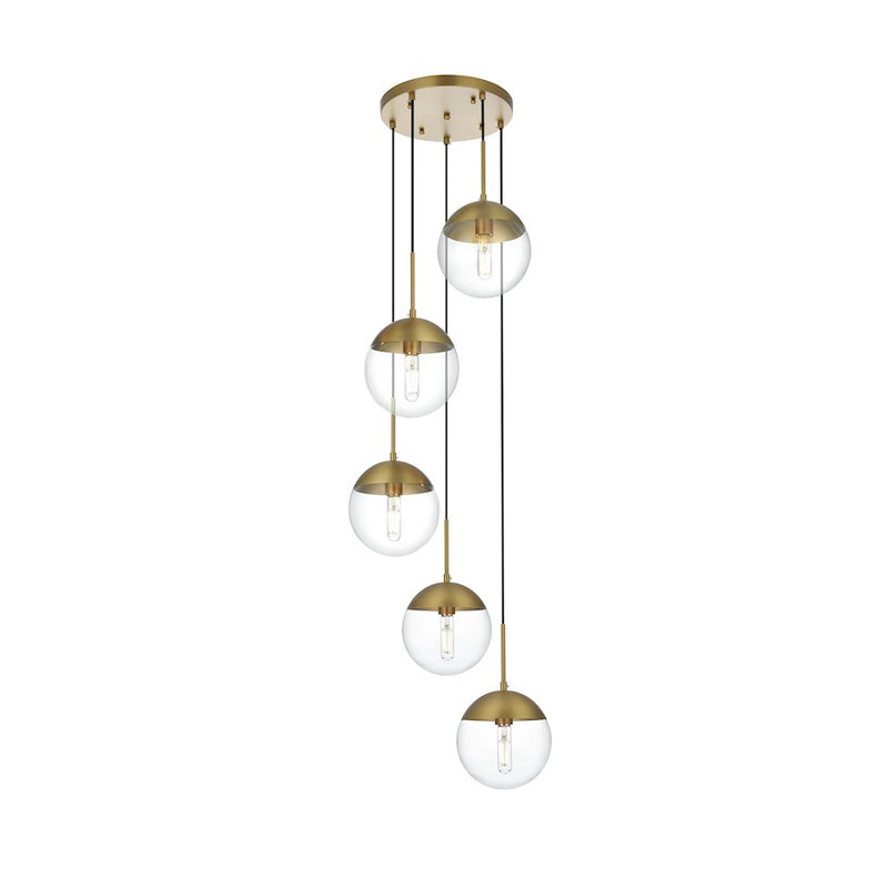 Living District Eclipse 5 Light 18" Pendant, Chrome/Clear
