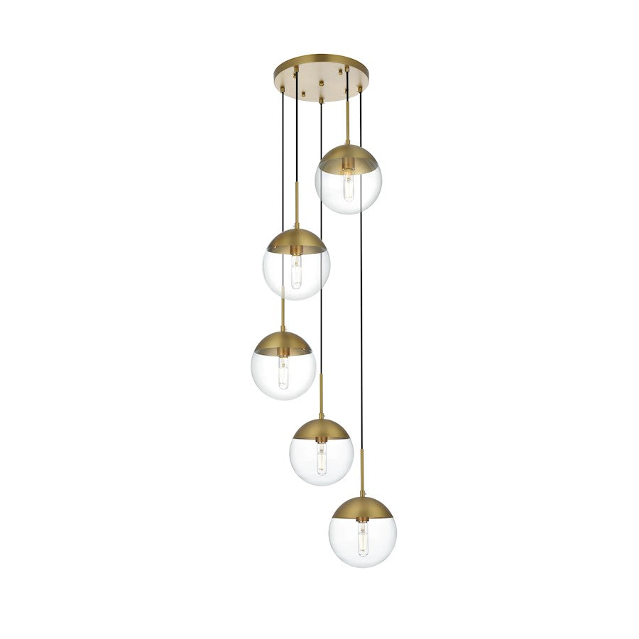 Living District Eclipse 5 Light 18" Pendant, Chrome/Clear - LD6075SG
