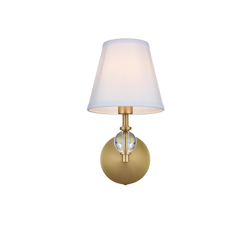 Living District Bethany 1 Light 7" Wall Sconce, Satin Gold/White