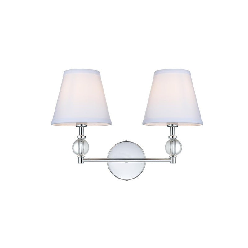 Living District Bethany 2 Light 17" Wall Sconce, Chrome/White