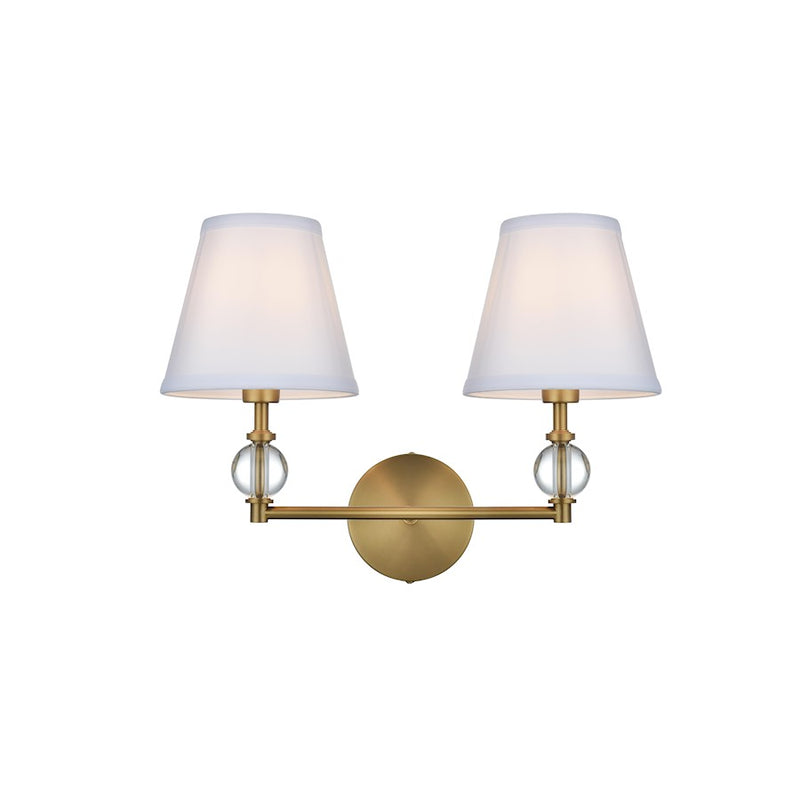 Living District Bethany 2 Light 17" Wall Sconce, Satin Gold/White