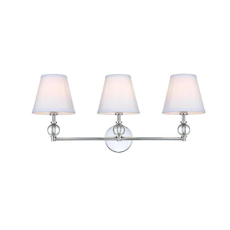 Living District Bethany 3 Light 27" Wall Sconce, Chrome/White