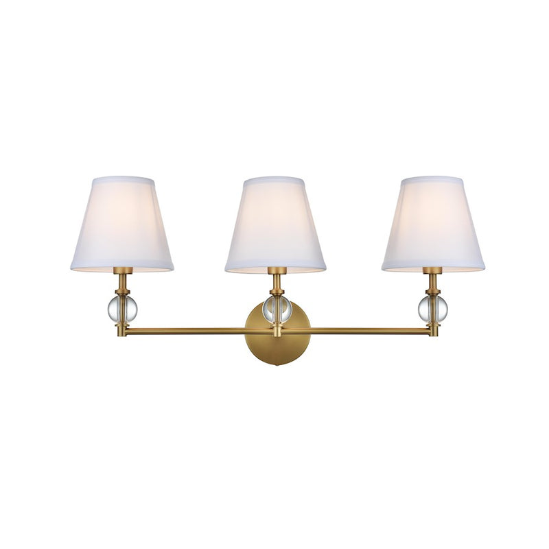 Living District Bethany 3 Light 27" Wall Sconce, Satin Gold/White
