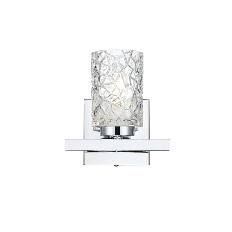 Living District Cassie 1 Light 7" Wall Sconce, Chrome/Clear