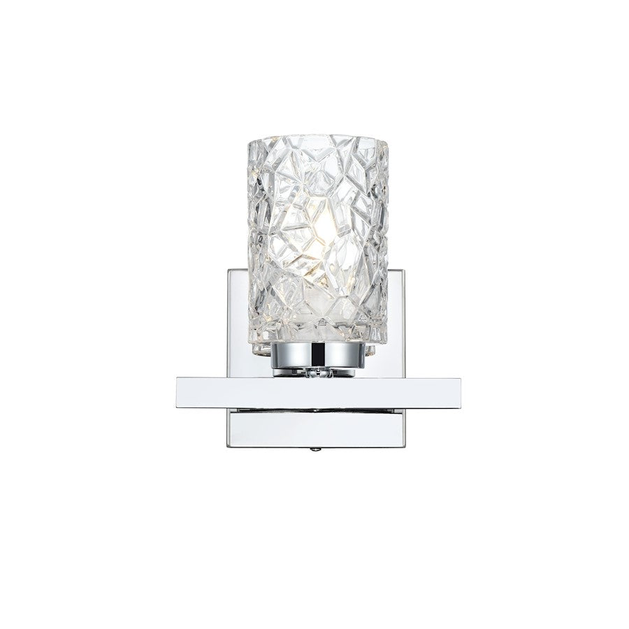 Living District Cassie 1 Light 7" Wall Sconce, Chrome/Clear