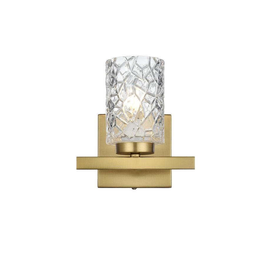 Living District Cassie 1 Light 7" Wall Sconce, Satin Gold/Clear