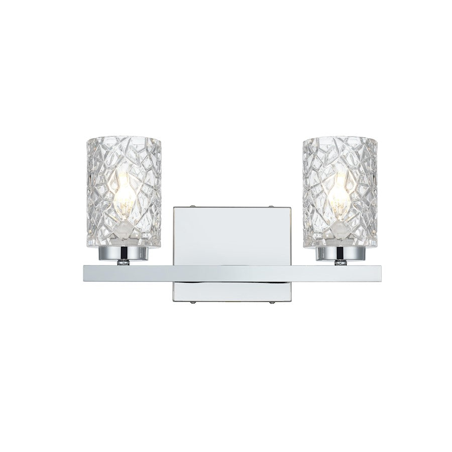 Living District Cassie 2 Light 14" Wall Sconce, Chrome/Clear - LD7026W14C
