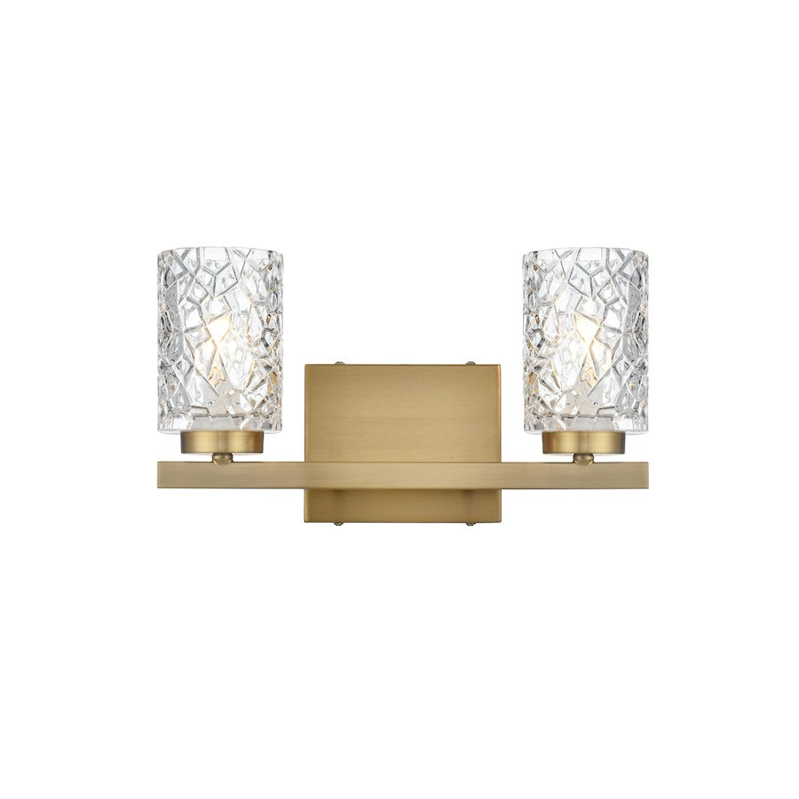 Living District Cassie 2 Light 14" Wall Sconce, Satin Gold/Clear - LD7026W14SG