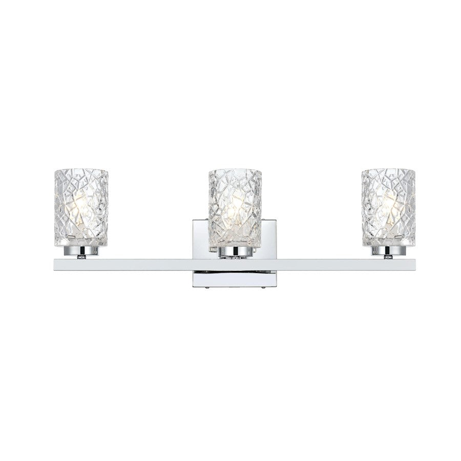 Living District Cassie 3 Light 24" Wall Sconce, Chrome/Clear