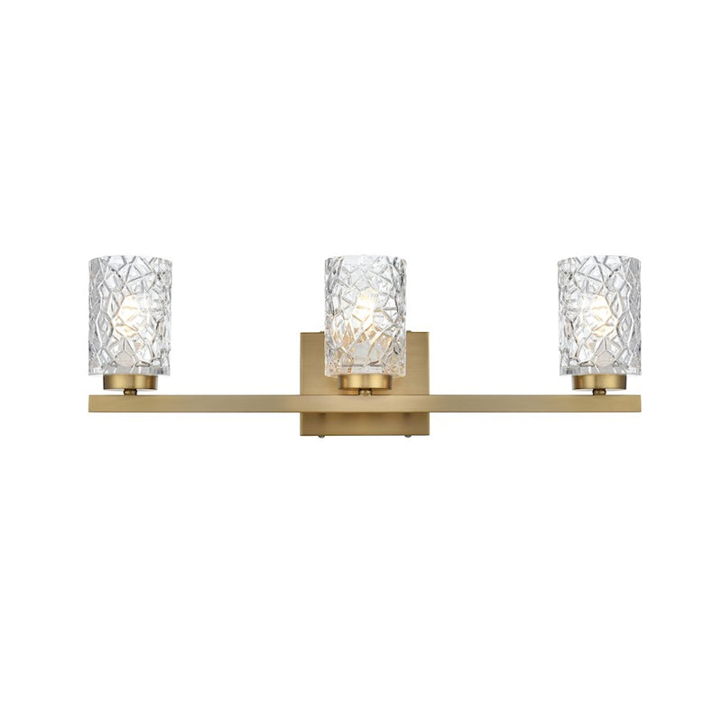 Living District Cassie 3 Light 24" Wall Sconce, Satin Gold/Clear