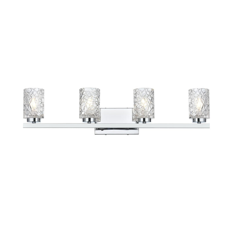 Living District Cassie 4 Light 31" Wall Sconce, Chrome/Clear
