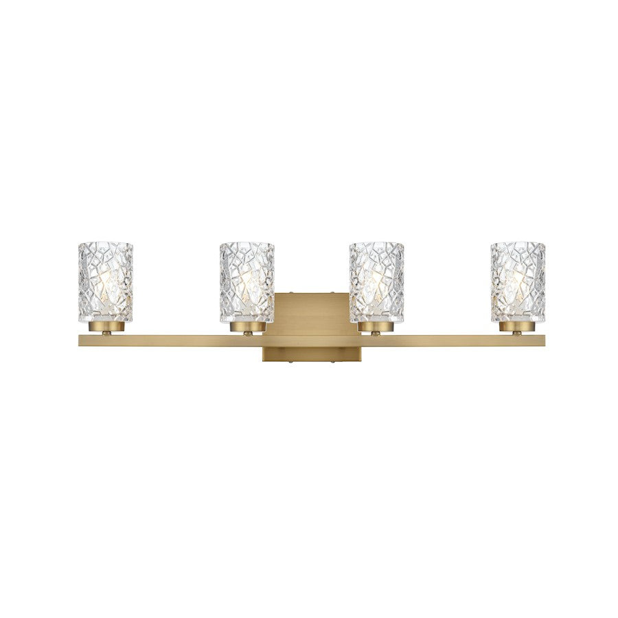 Living District Cassie 4 Light 31" Wall Sconce, Satin Gold/Clear