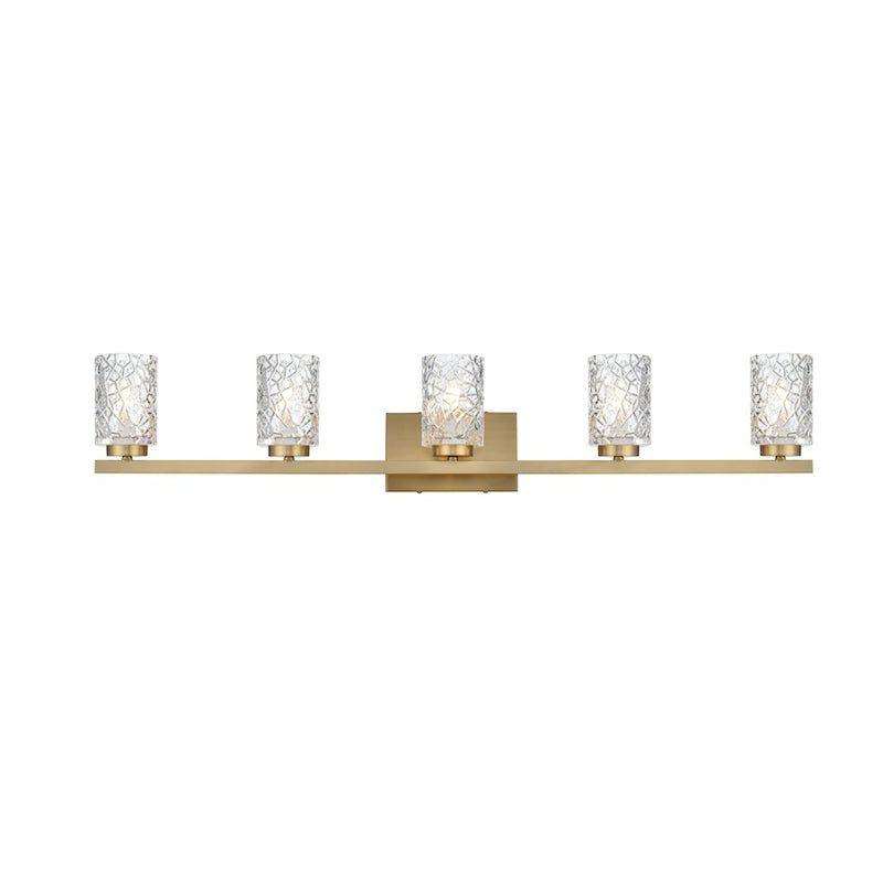 Living District Cassie 5 Light 41" Wall Sconce, Satin Gold/Clear