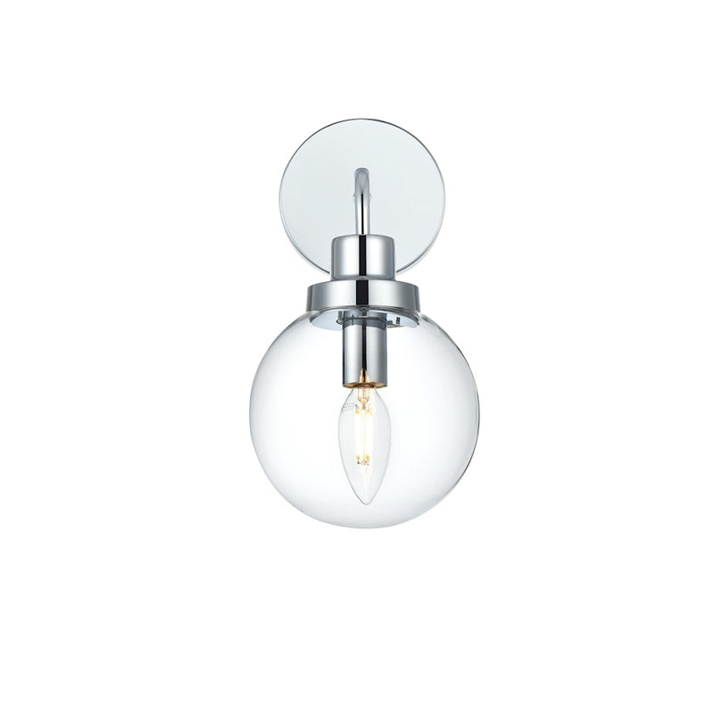 Living District Hanson 1 Light 6" Wall Sconce, Chrome/Clear