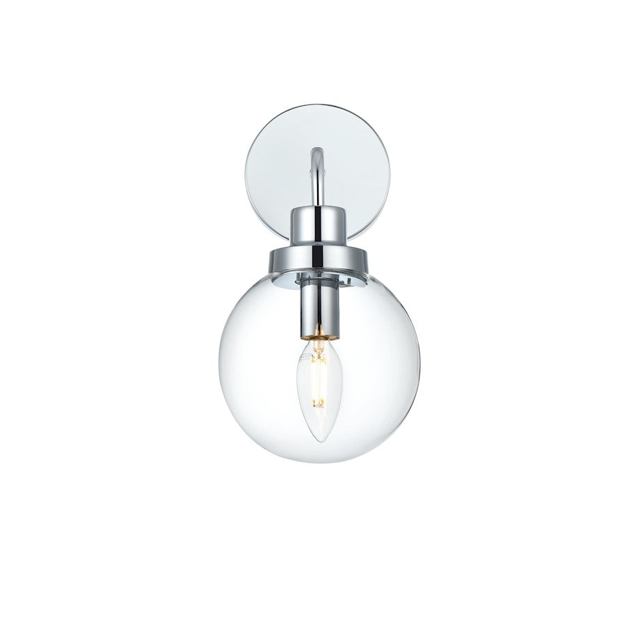 Living District Hanson 1 Light 6" Wall Sconce, Chrome/Clear