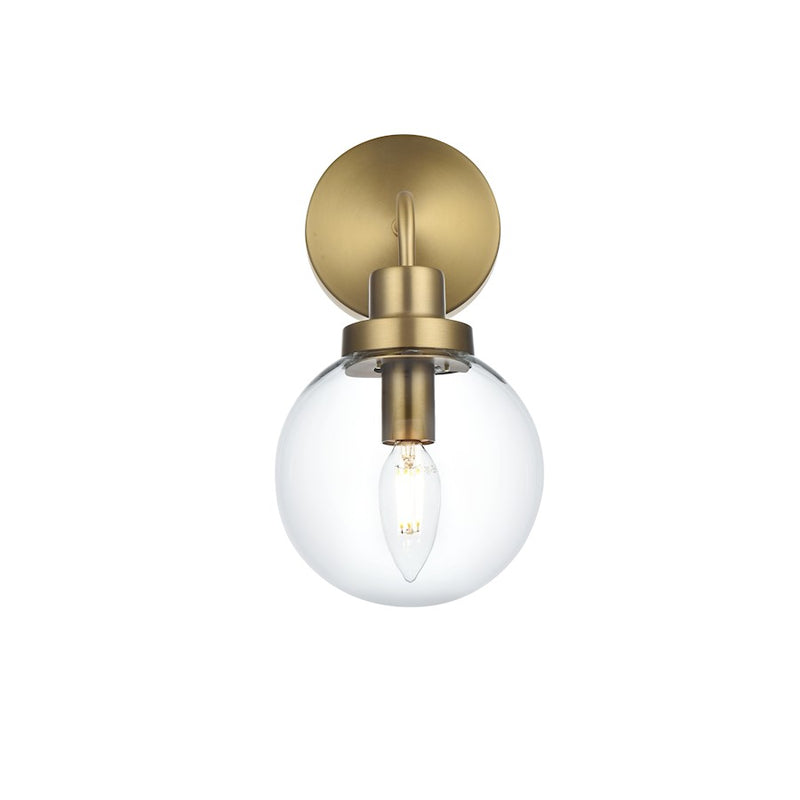 Living District Hanson 1 Light 6" Wall Sconce, Satin Gold/Clear