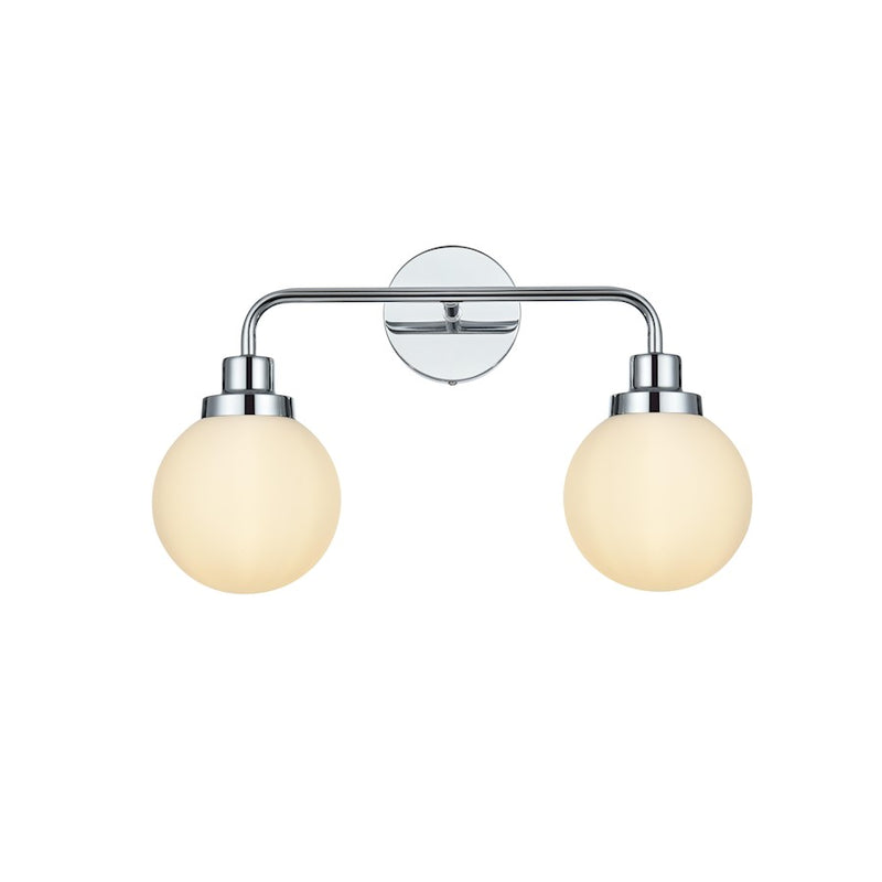 Living District Hanson 2 Light 19" Wall Sconce, Chrome/Opal White