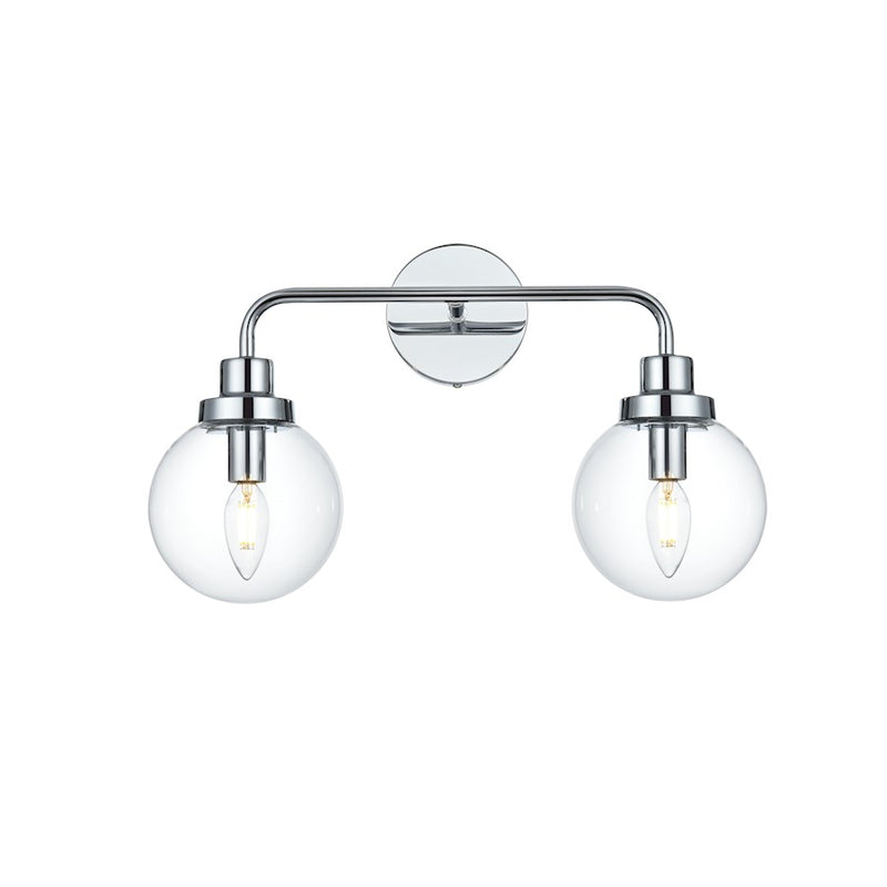 Living District Hanson 2 Light 19" Wall Sconce, Chrome/Clear