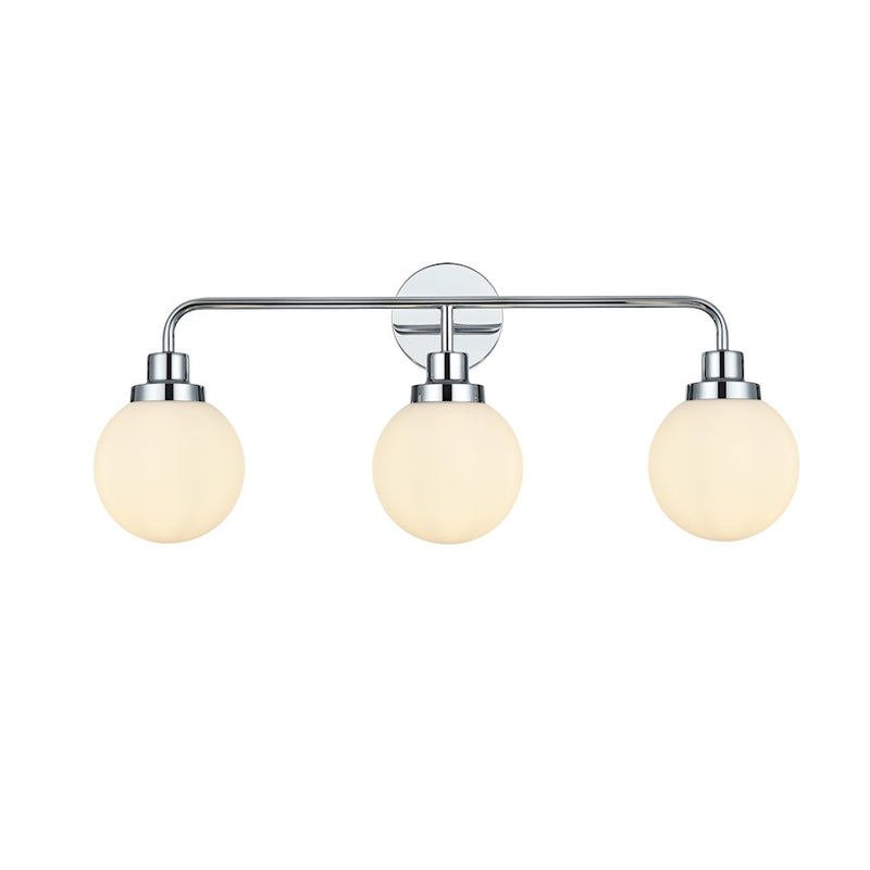 Living District Hanson 3 Light 28" Wall Sconce, Chrome/Opal White